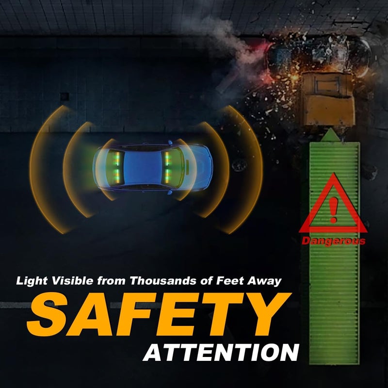 LRTER Emergency Dash Strobe Lights Warning Hazard Safety Front/Rear Interior Windshield Lights w/Suction Cups Deck Split Mount for Vehicles Trucks Volunteer Vehicles 2x17.7, Amber/Green - Image 2